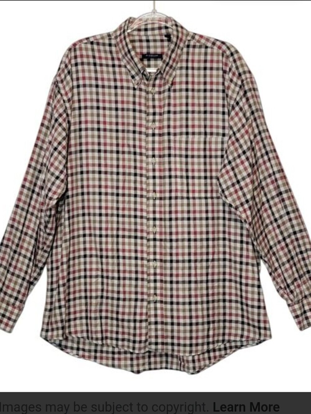Vintage 80s Burberry USA Men's XL Plaid Check Navy Blue Button Down Shirt Sz XL